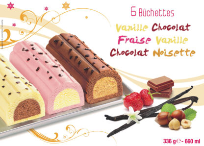 6 BUCHETTES VANILLE CHOCOLAT / FRAISE VANILLE / CHOCOLAT NOISETTE