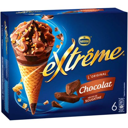 6 CONES EXTREME CHOCOLAT PEPITES DE NOUGATINE