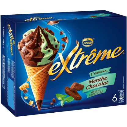 6 CONES EXTREME  Menthe Chocolat Pépites de chocolat